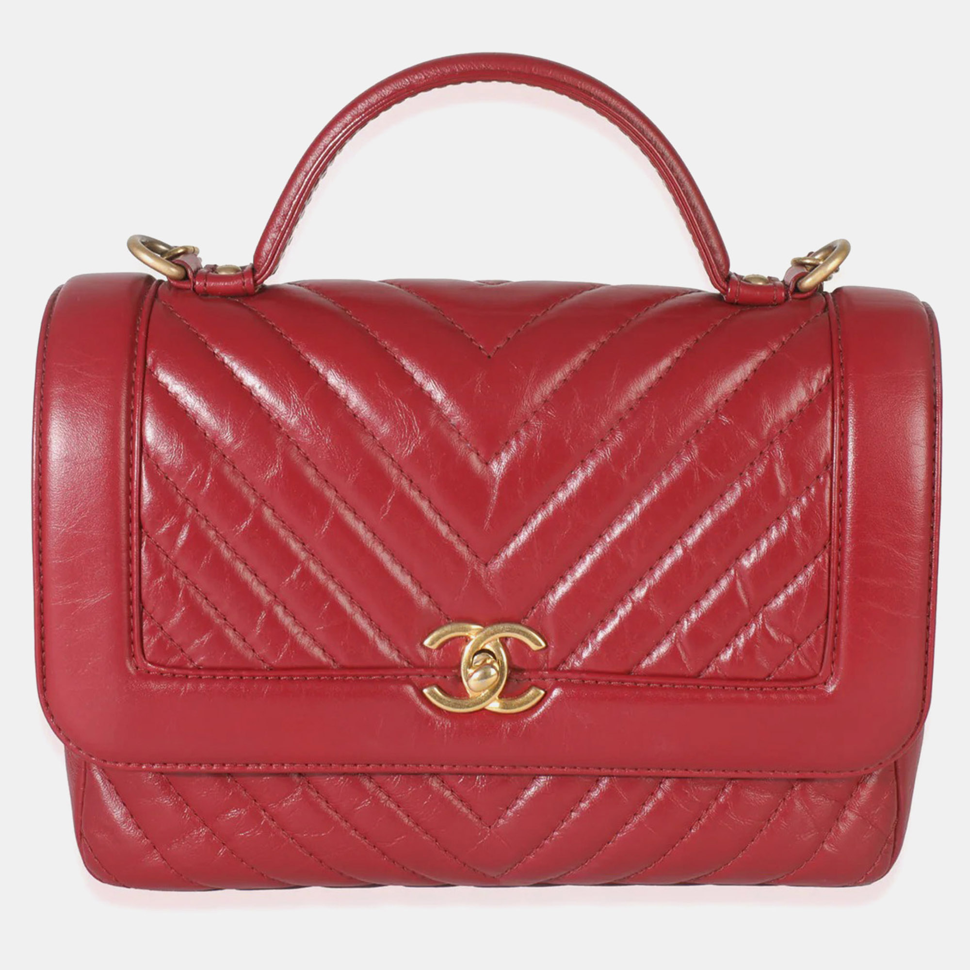 Chanel Red Chevron Calfskin Top Handle Flap Bag
Chanel Red Chevron Calfskin Top Handle Flap Bag