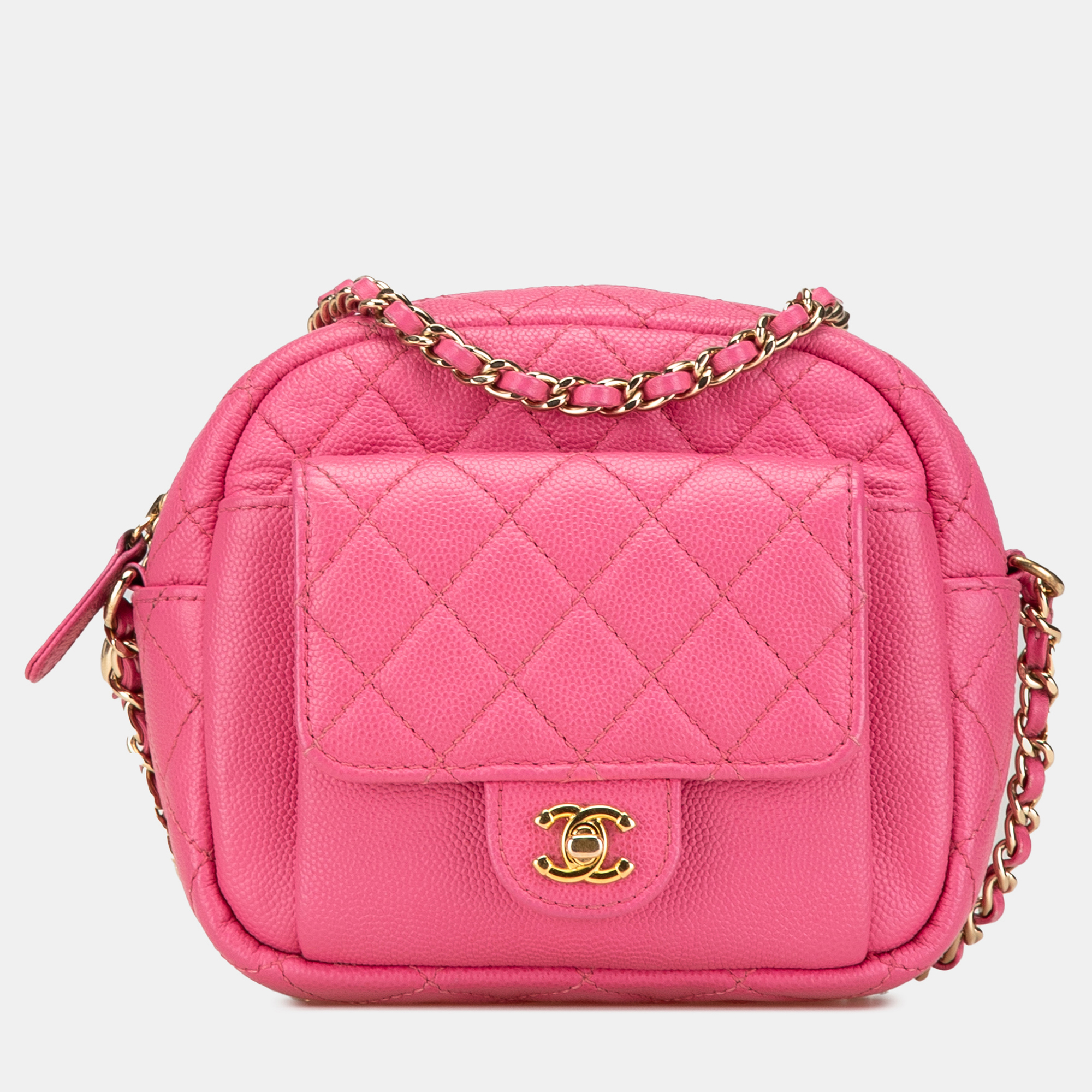 Chanel Pink Quilted Caviar CC Day Camera Bag
Chanel Pink Quilted Caviar CC Day Camera Bag