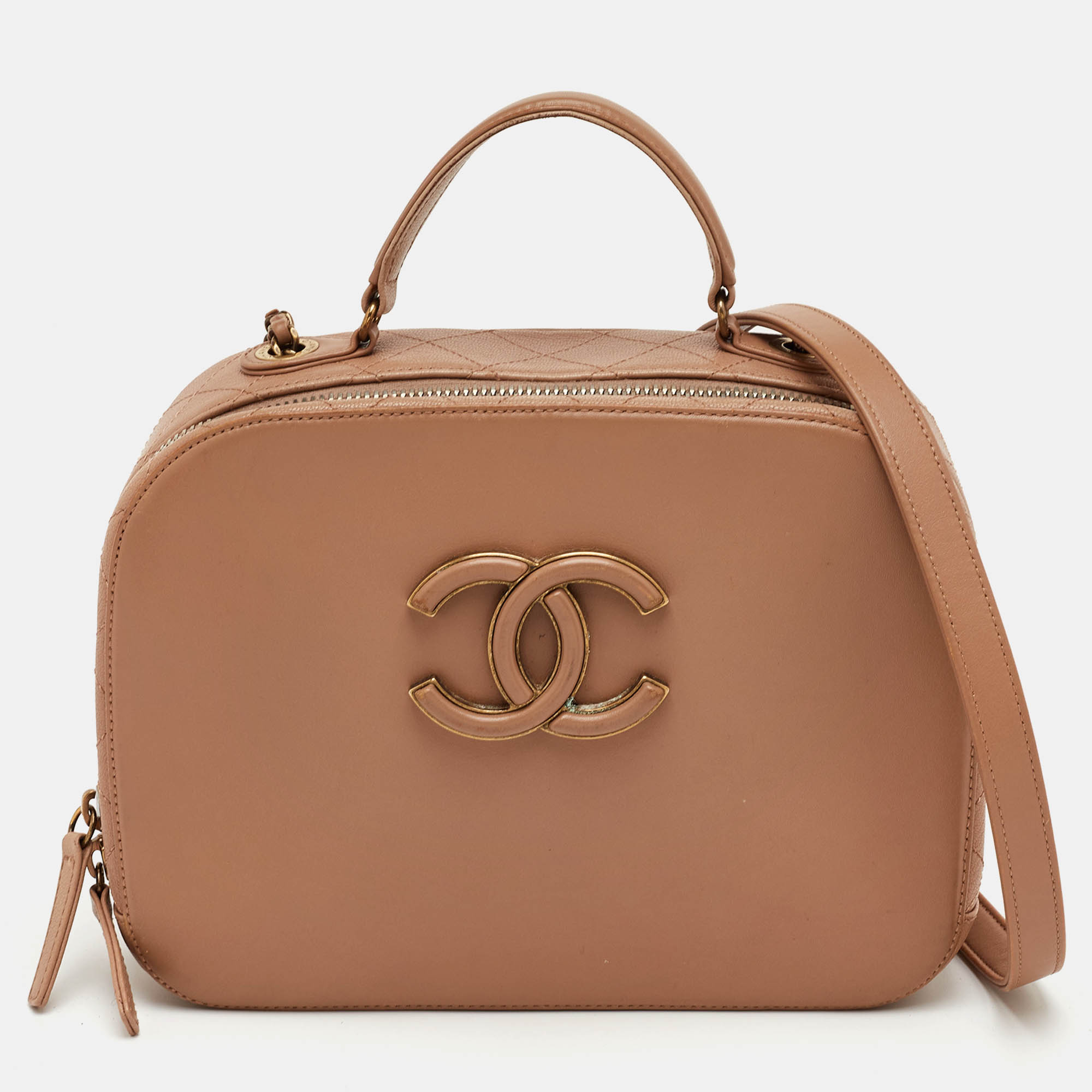 Chanel Coco Curve Beige Leather Vanity Case Bag
Chanel Coco Curve Beige Leather Vanity Case Bag