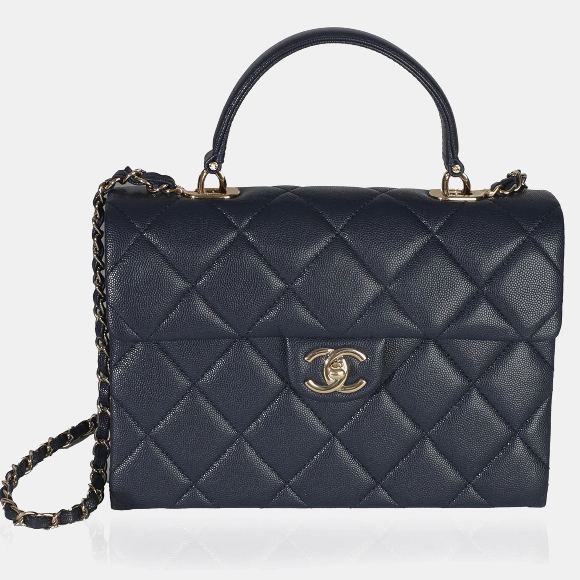 Chanel Retro Twist Quilted Navy Blue Caviar Leather Top Handle Bag, Black
Chanel Retro Twist Quilted Navy Blue Caviar Leather Top Handle Bag, Black