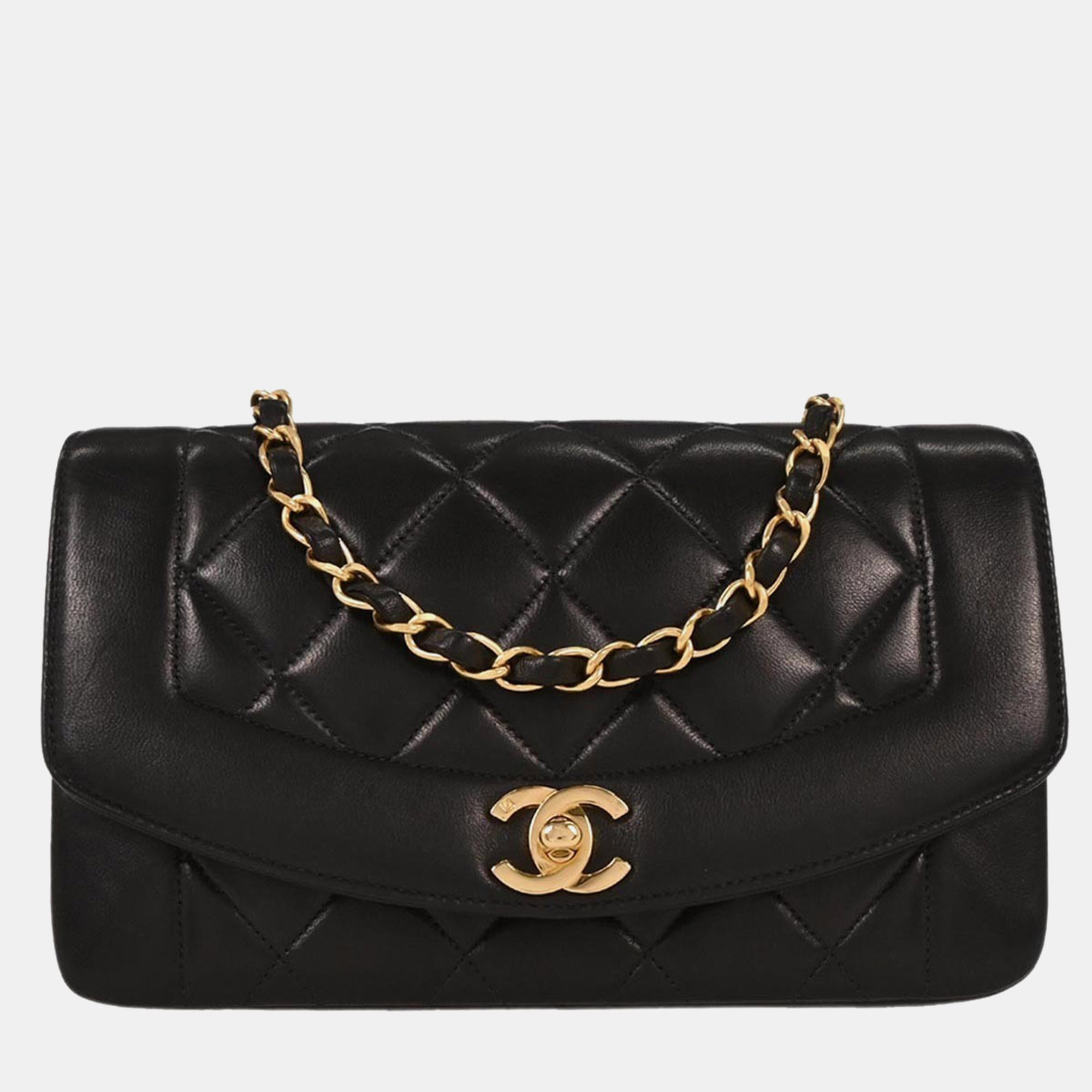 Chanel Black Lambskin Small Diana Shoulder Bag
Chanel Black Lambskin Small Diana Shoulder Bag