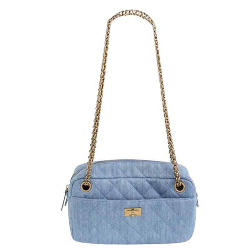 Chanel Blue Denim Chain Shoulder Bag