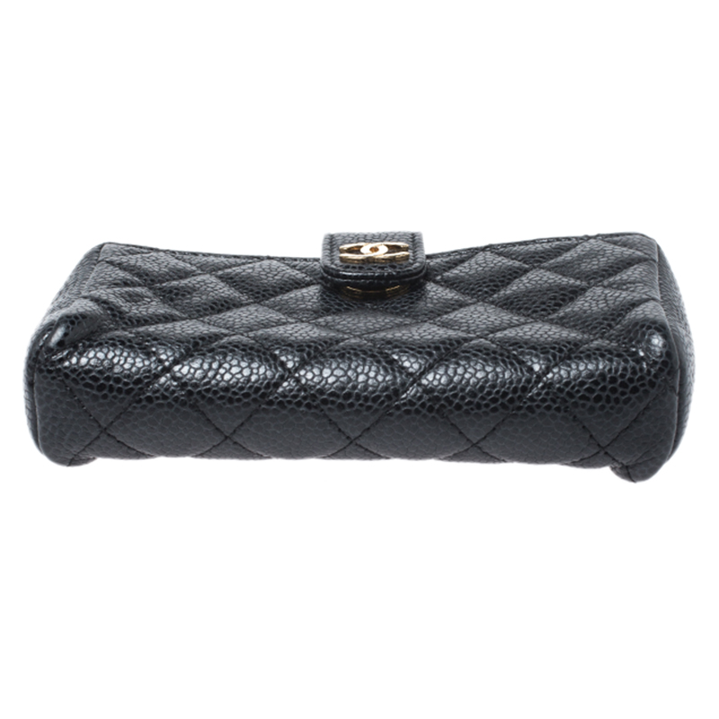 Chanel Black Quilted Caviar Leather CC Phone Pouch