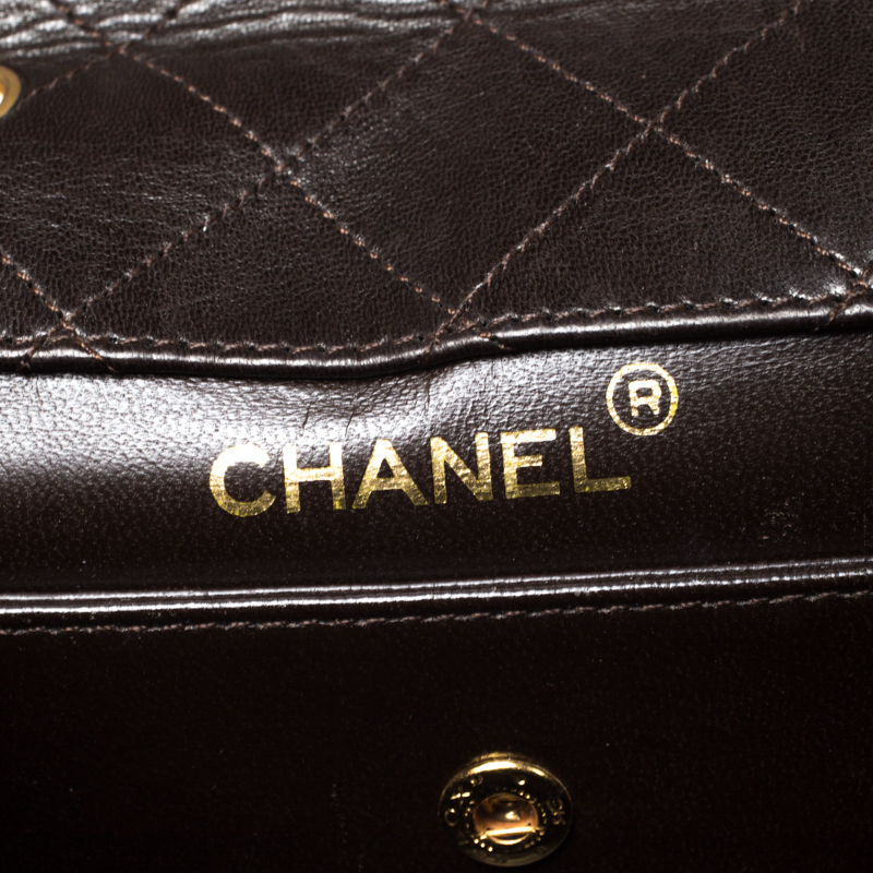 Chanel Dark Brown Quilted Leather Vintage Shoulder Strap