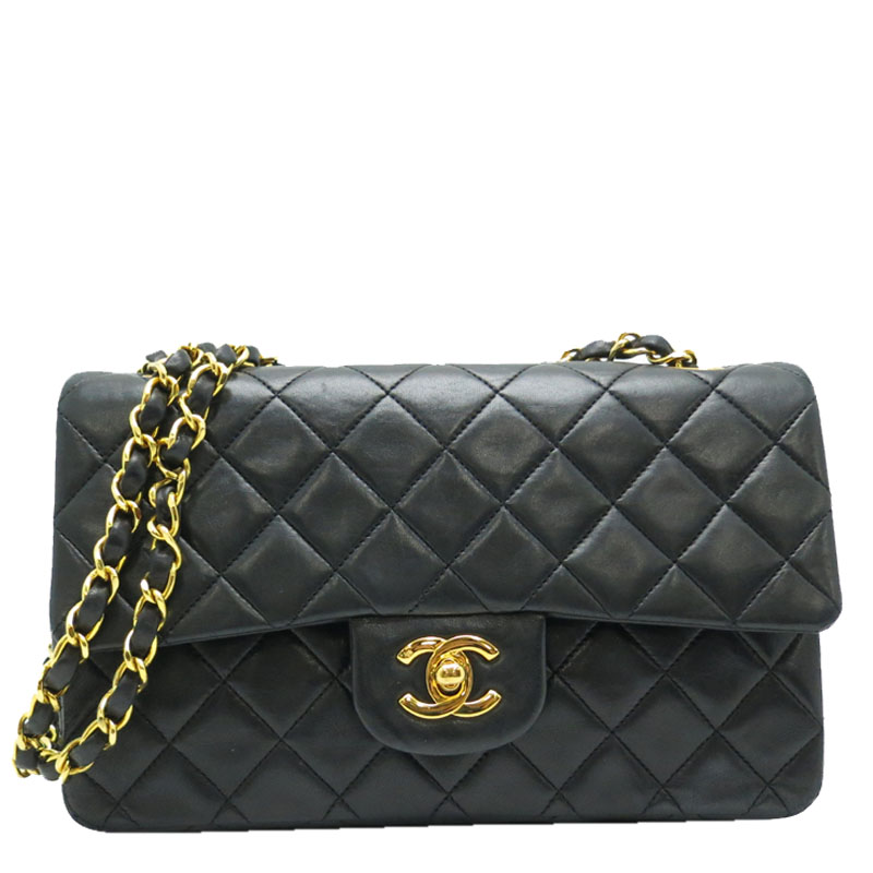 Chanel Black Matlasse Leather Double Flap Bag