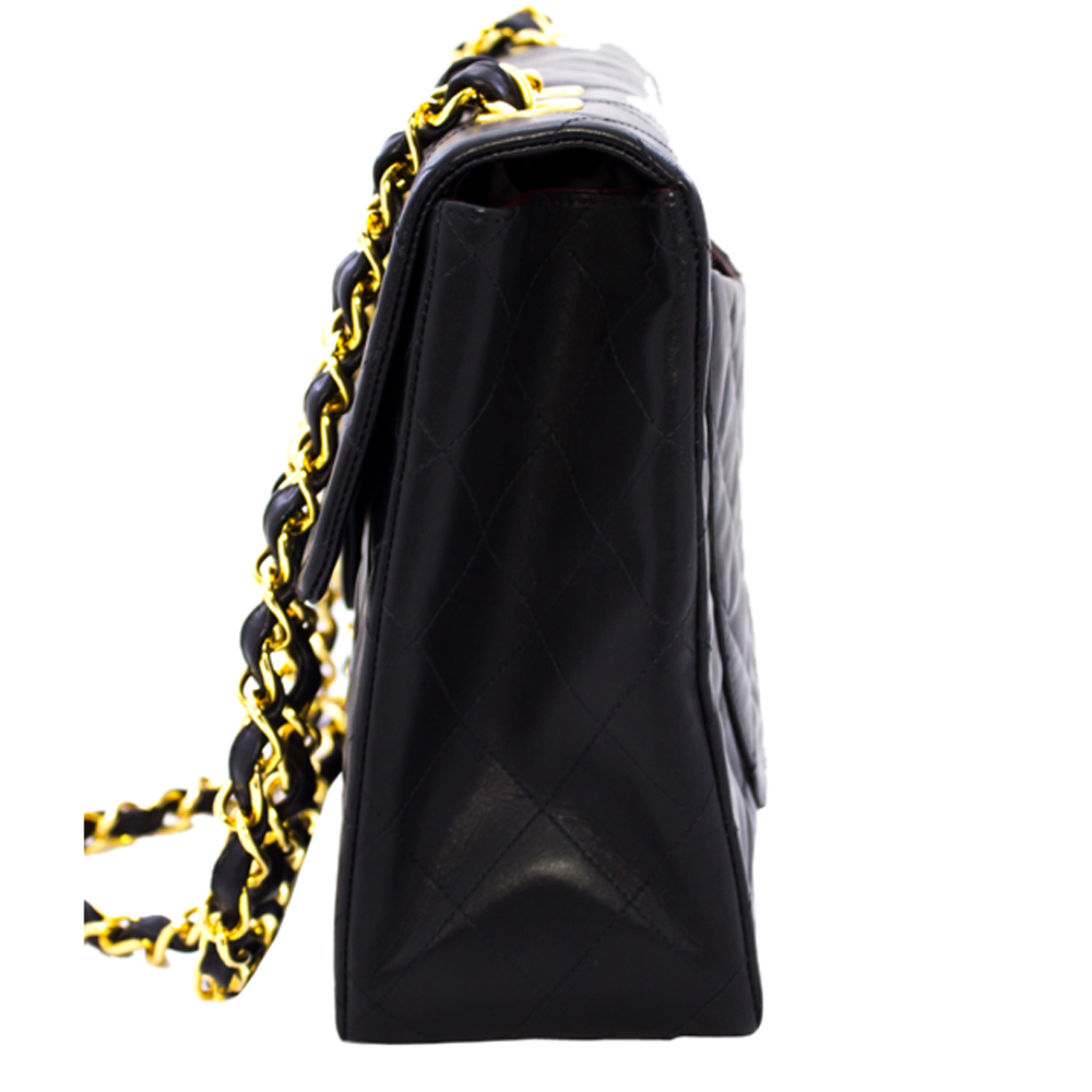 Chanel Black Lambskin Leather Jumbo Single Flap Chain Shoulder Bag
Chanel Black Lambskin Leather Jumbo Single Flap Chain Shoulder Bag