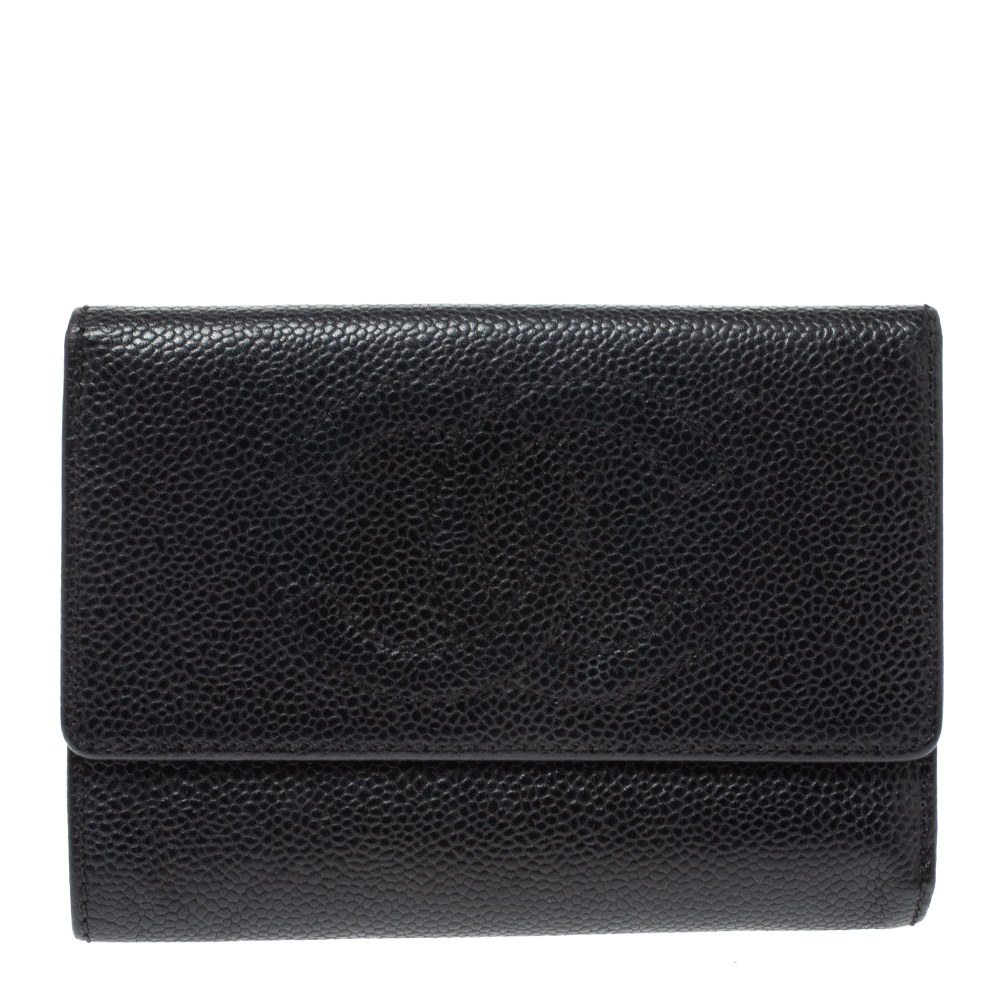 Image of Chanel Black Caviar Leather CC Timeless Wallet