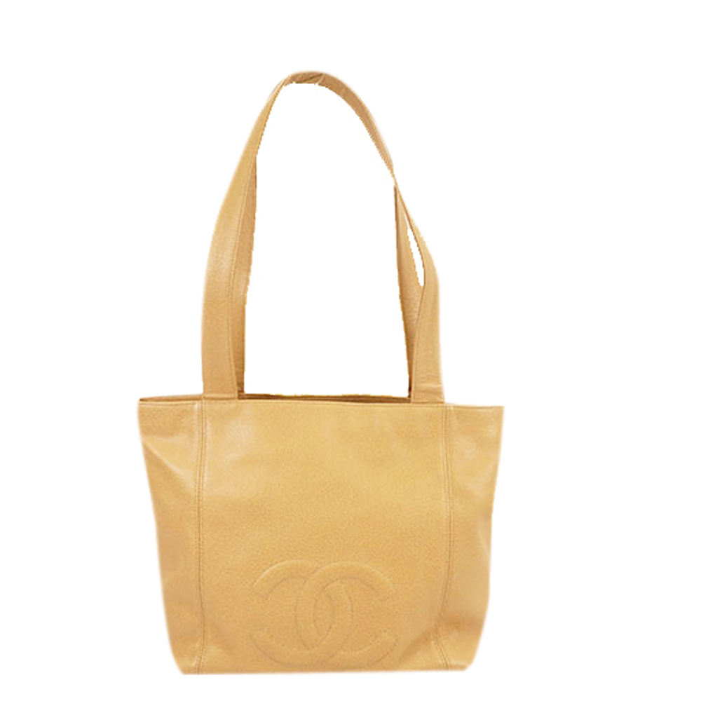 Image of Chanel Beige Caviar Leather Tote Bag