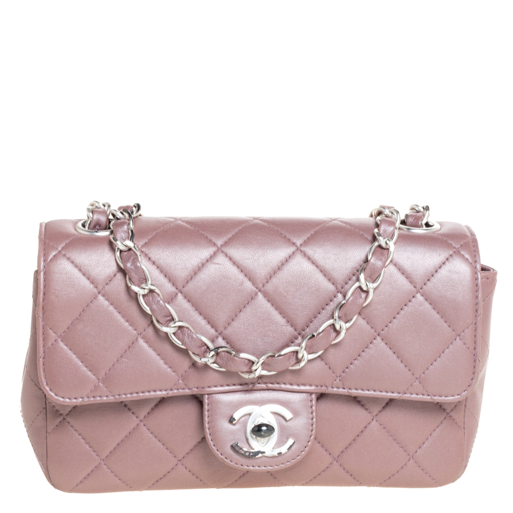 Chanel Metallic Pink Quilted Leather Extra Mini Classic Flap Bag