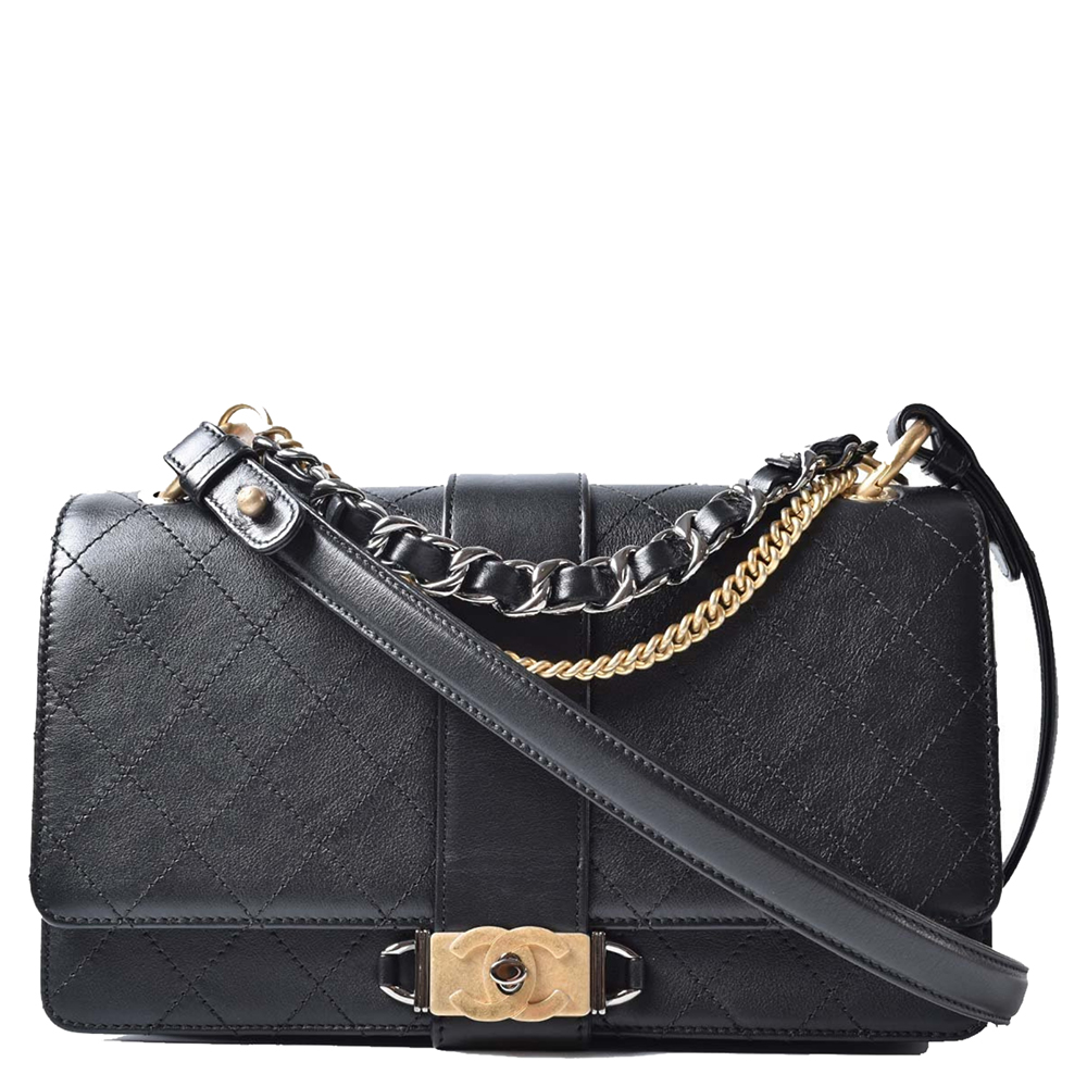 Image of Chanel Black Leather Flap Shoulder Bag