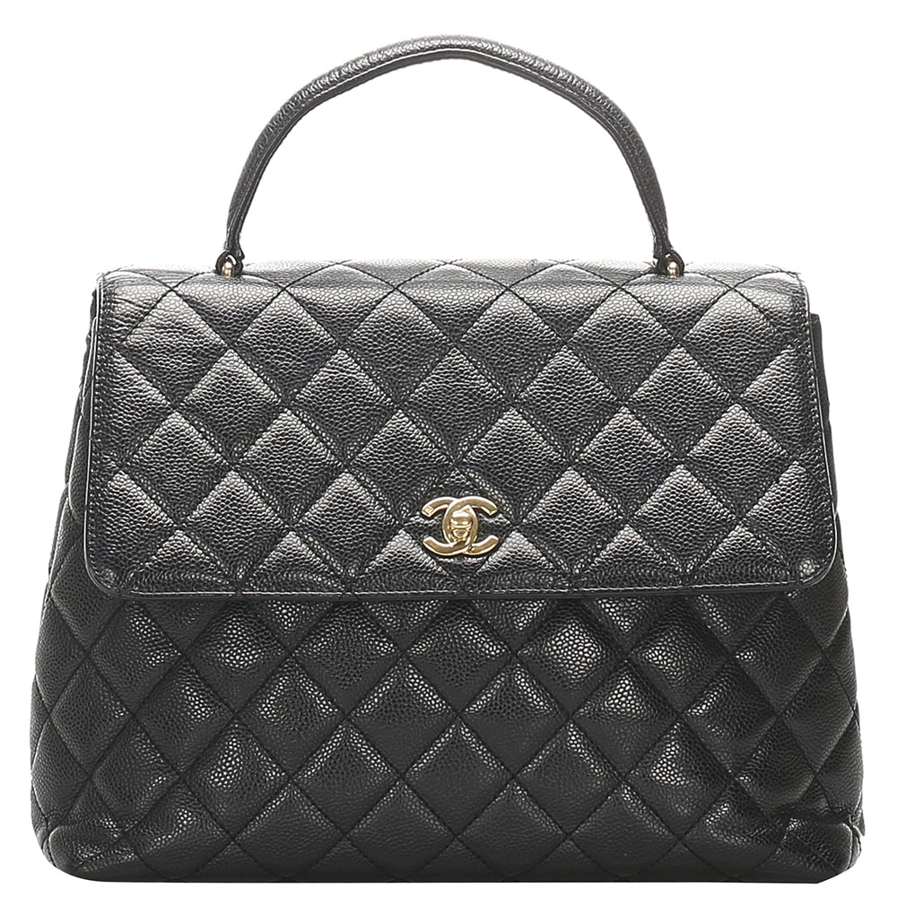 Image of Chanel Black Caviar Leather Kelly Tote Bag