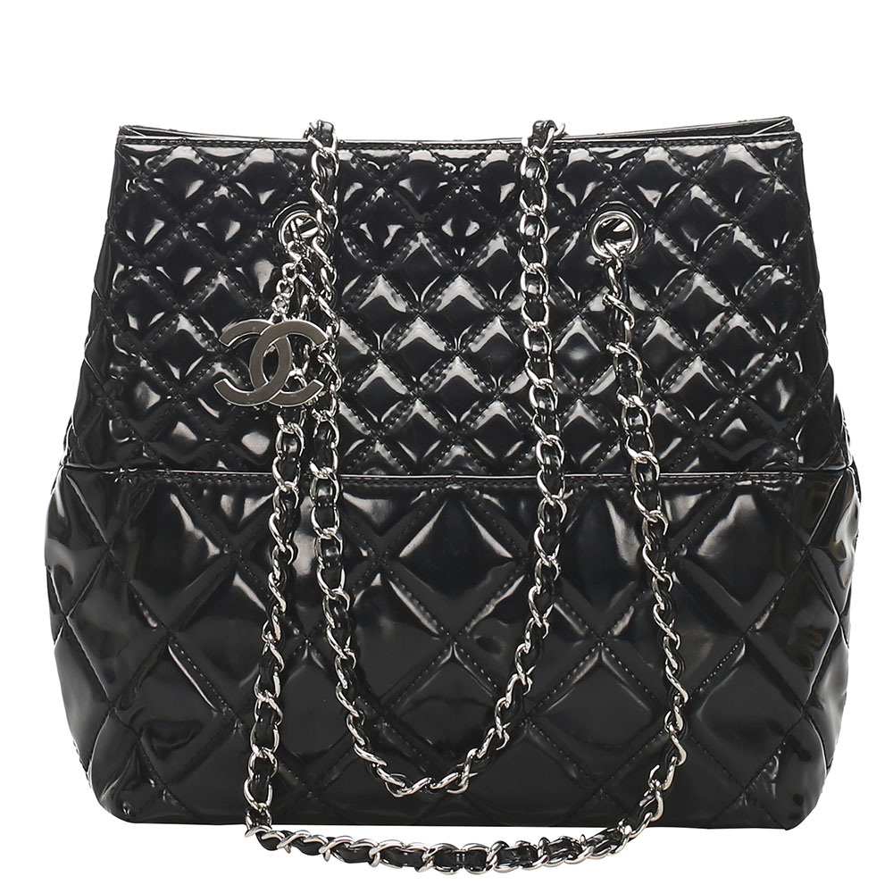 Chanel Black Patent Leather Matelasse Bag