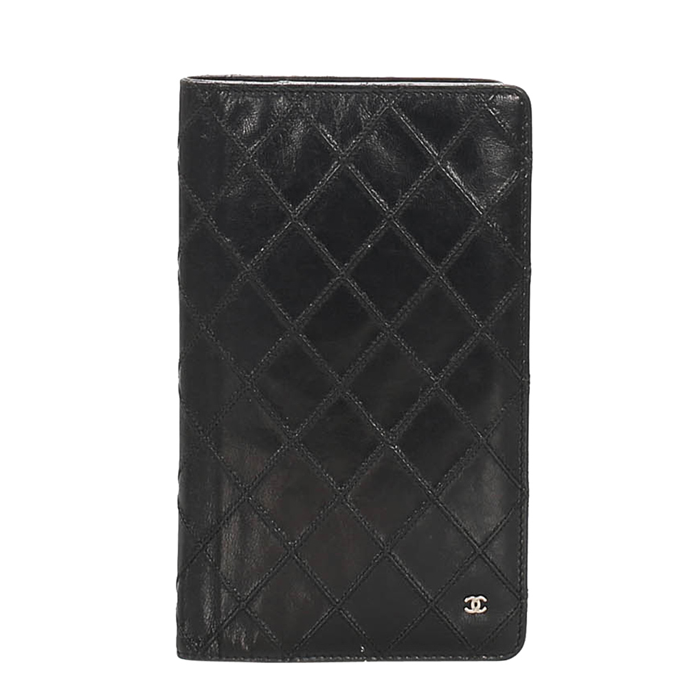 Image of Chanel Black Quilted Leather CC Long Wallet