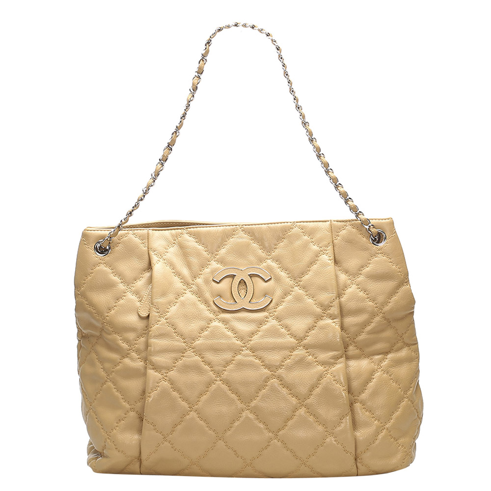 Chanel Beige Quilted Leather Love Me Tender Tote Bag