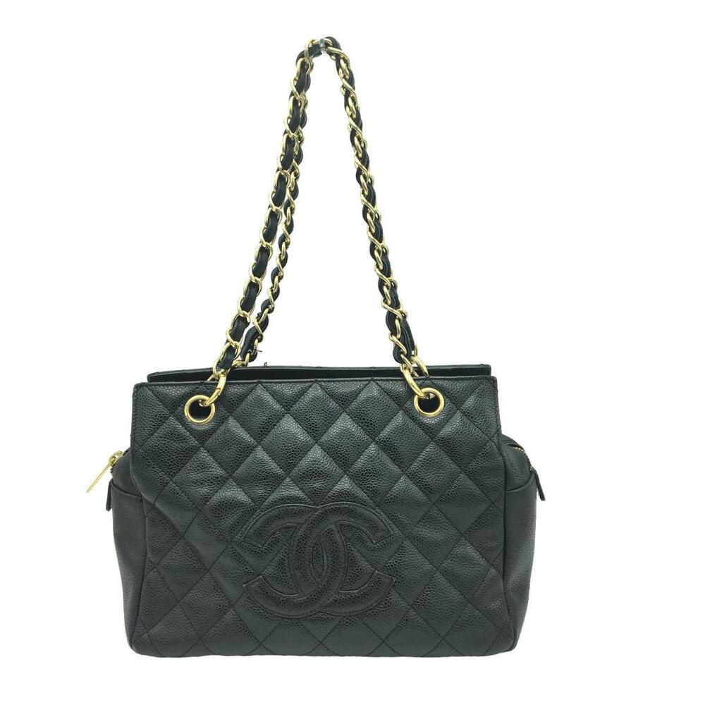 Image of Chanel Black Caviar Leather Grand Shopping Tote Bag