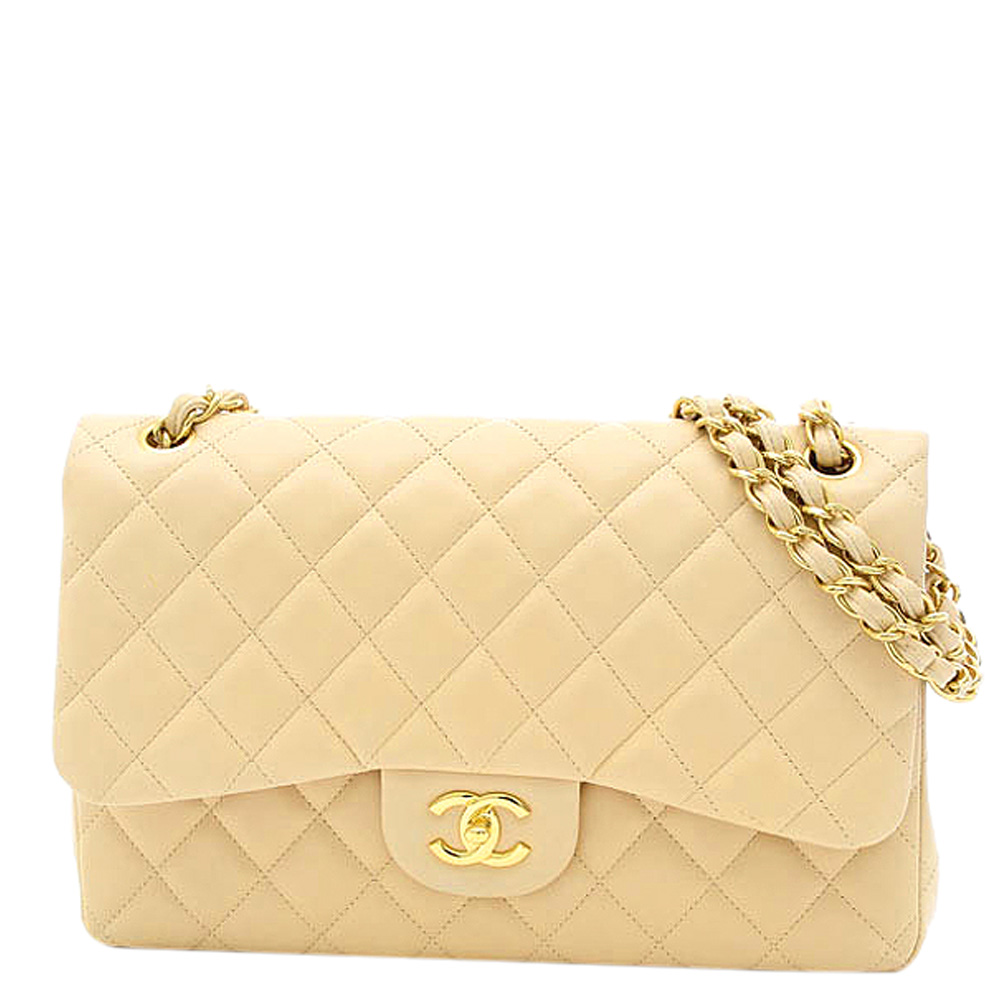 Chanel Yellow Caviar Leather Chanel Jumbo Double Flap Bag
