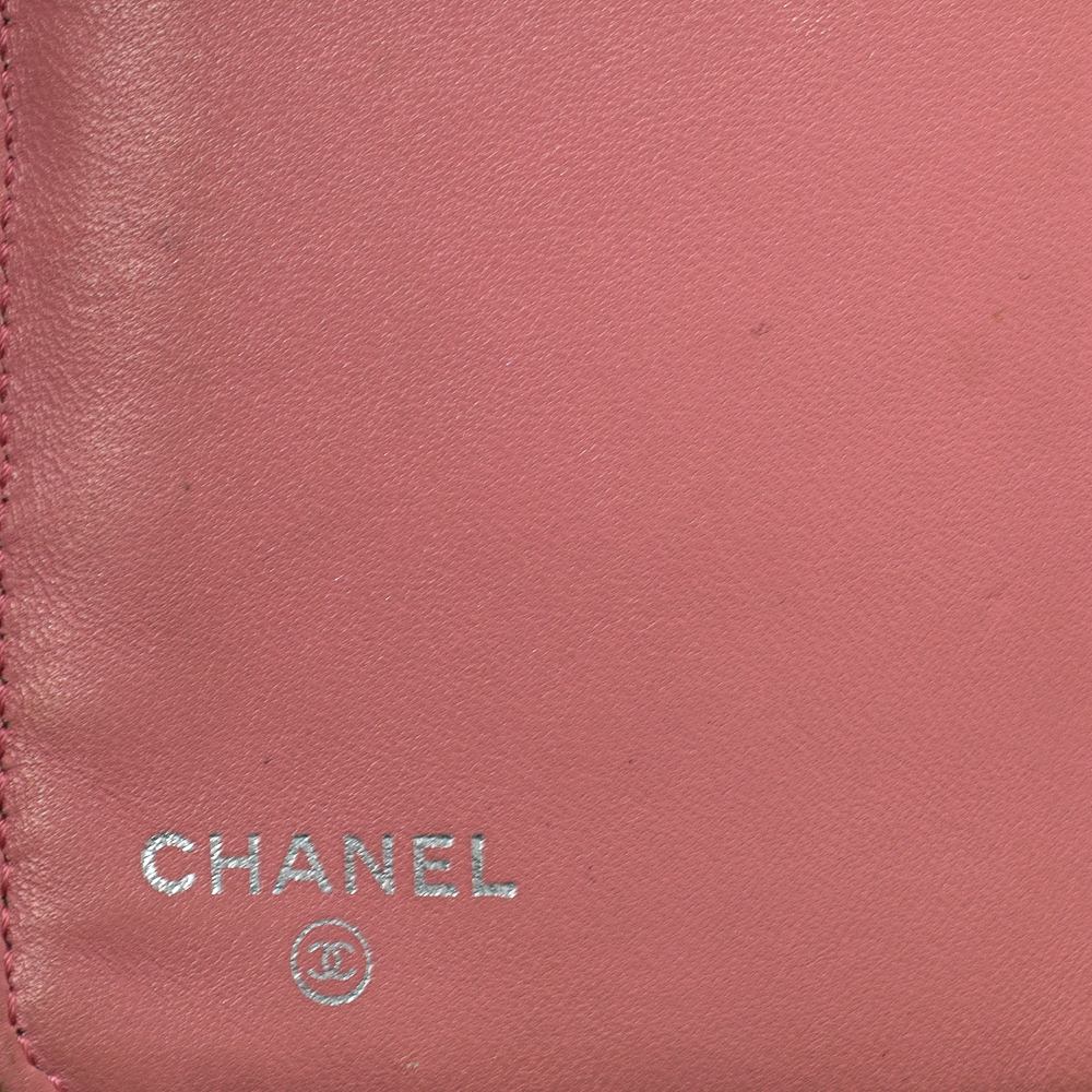 Chanel Pink Quilted Leather L Yen Continental Wallet