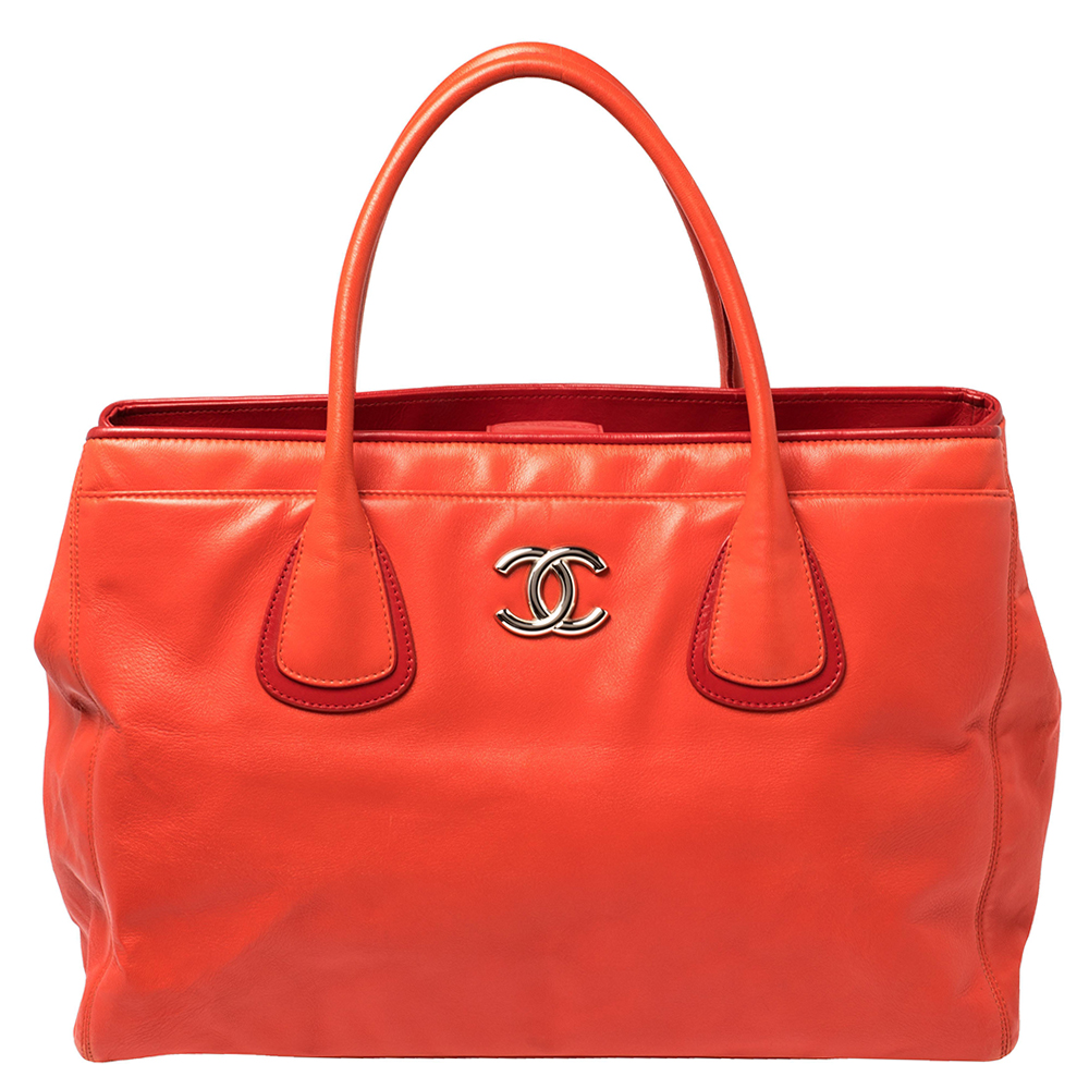 Chanel Red Leather Executive Cerf Shopper Tote