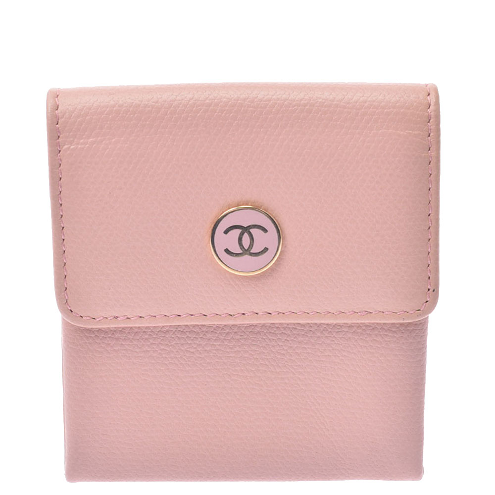 Chanel Pink Leather CC Compact Wallet