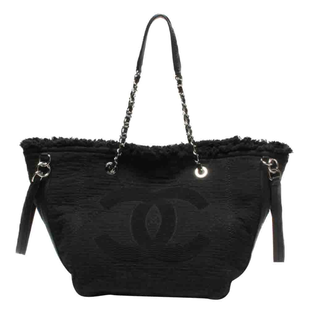 Chanel Black Canvas Double Face Shopping Tote Bag