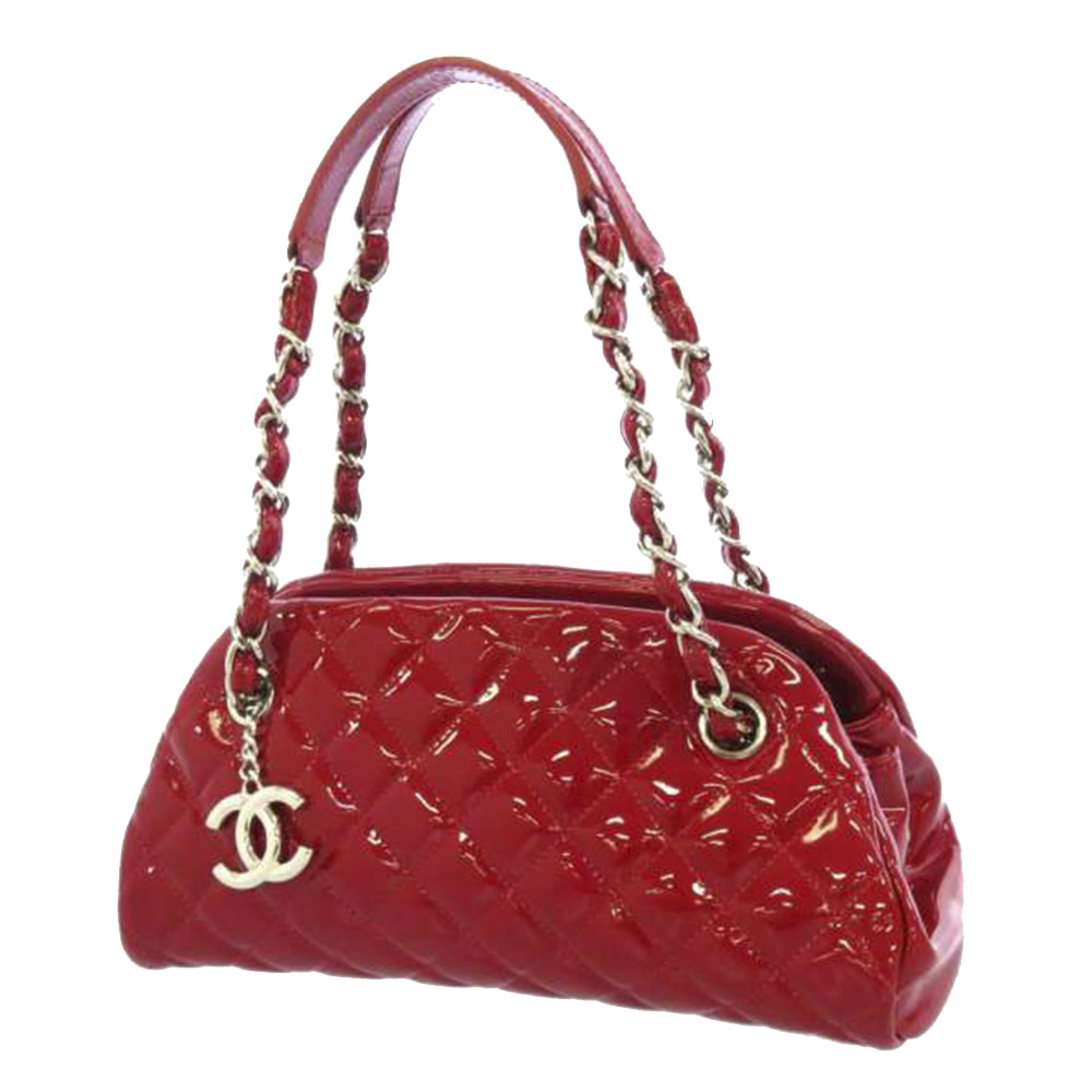 Chanel Red Patent Leather Just Mademoiselle Bowling bag
