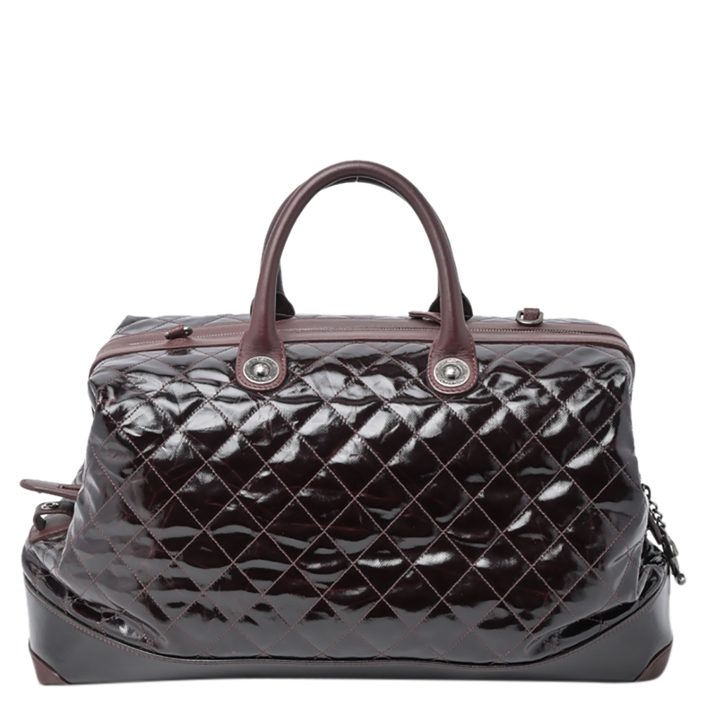 Chanel Maroon Quilted Caviar Leather Vintage Duffle Bag