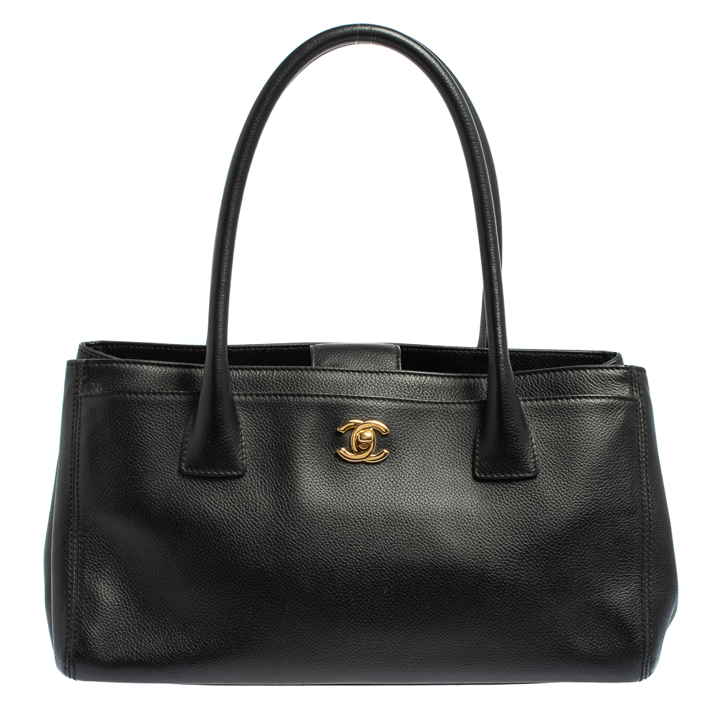 Chanel Black Leather Small Cerf Executive Tote