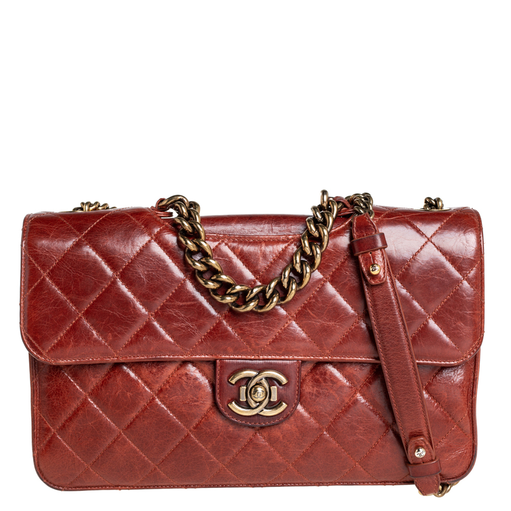 Chanel Brown Aged Leather Large Perfect Edge Flap Bag
