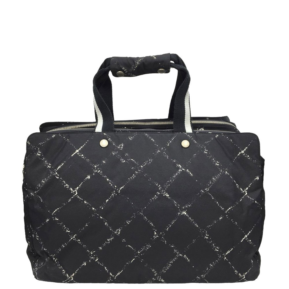 Chanel Black/White Nylon Old Travel Line Travel Bag