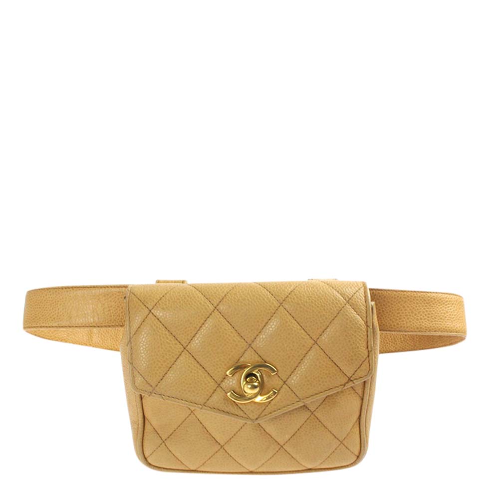 Chanel Beige Quilted Leather CC Belt Bag