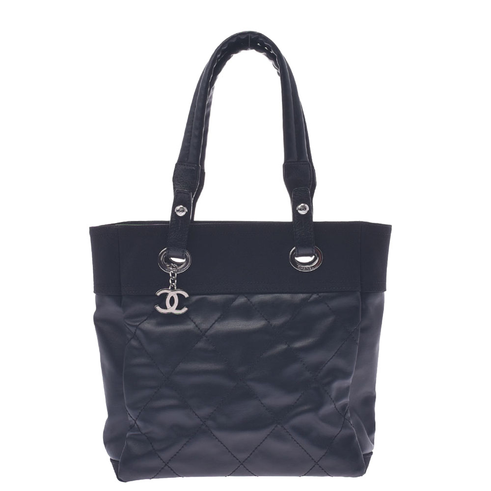 Chanel Black Leather Paris Biarritz Tote Bag