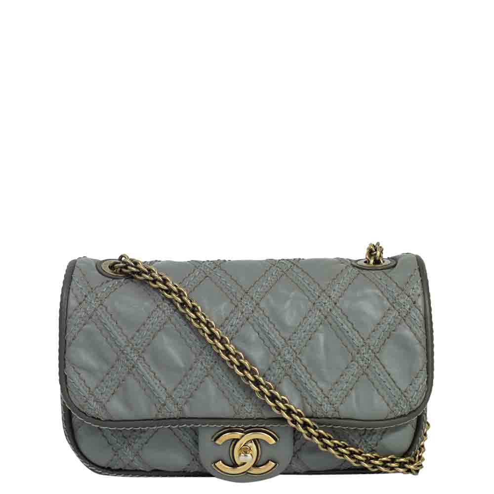 Chanel Grey Leather Shoulder Bag