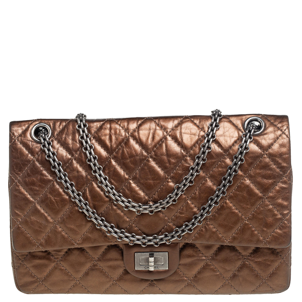 Chanel Bronze Lambskin Reissue 2.55 Double Flap Shoulder Bag