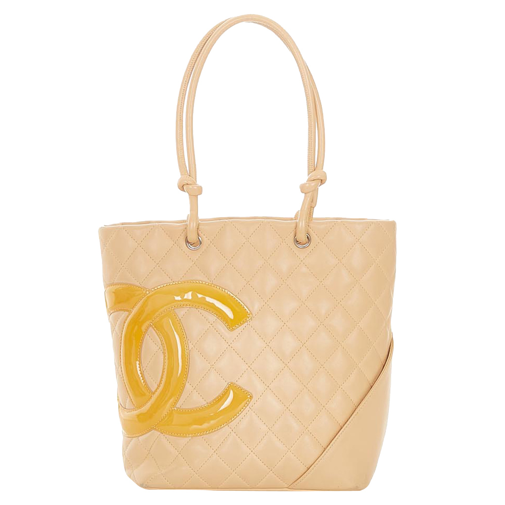 Chanel Beige Leather Ligne Cambon Tote Bag
