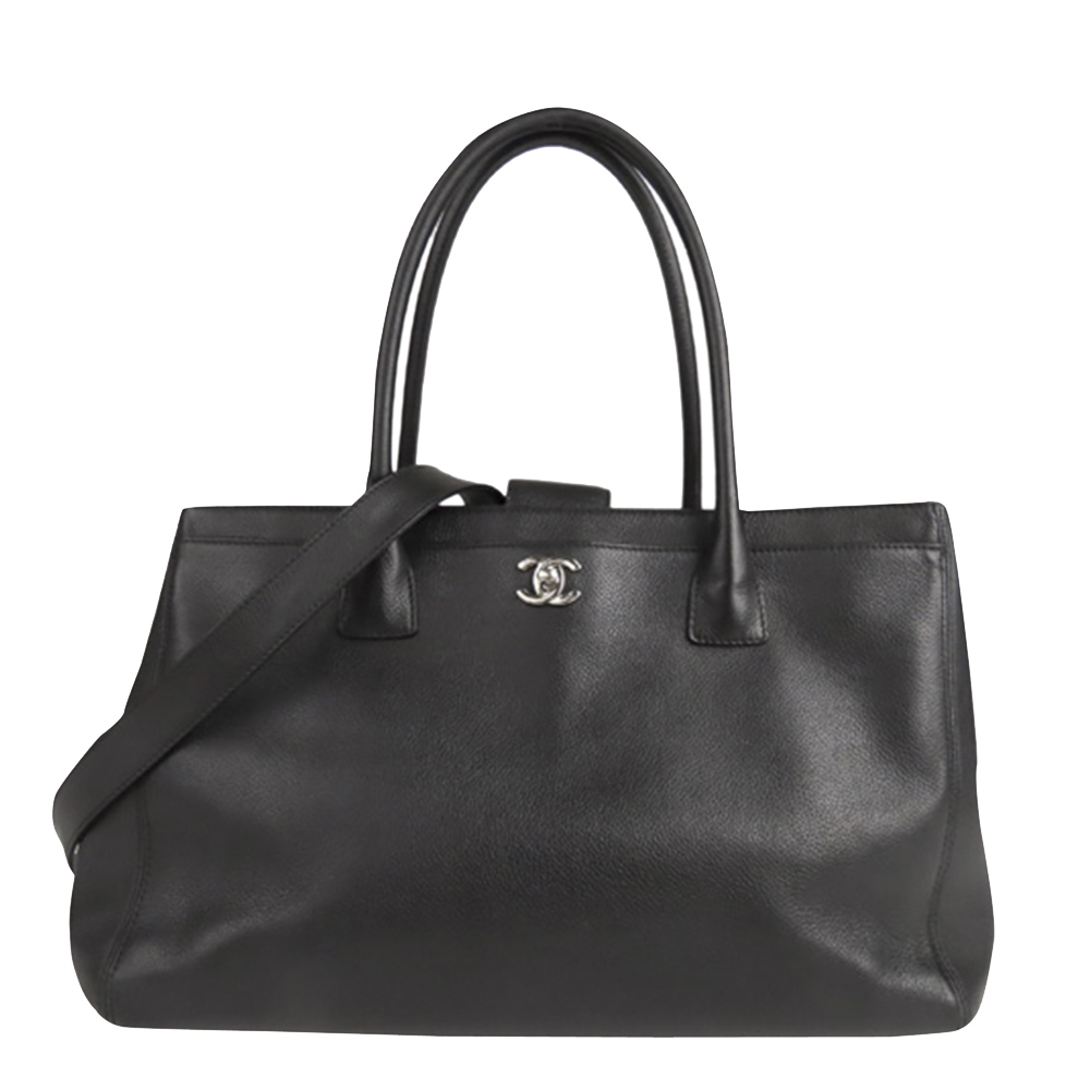 Chanel Black Leather Cerf Tote Bag