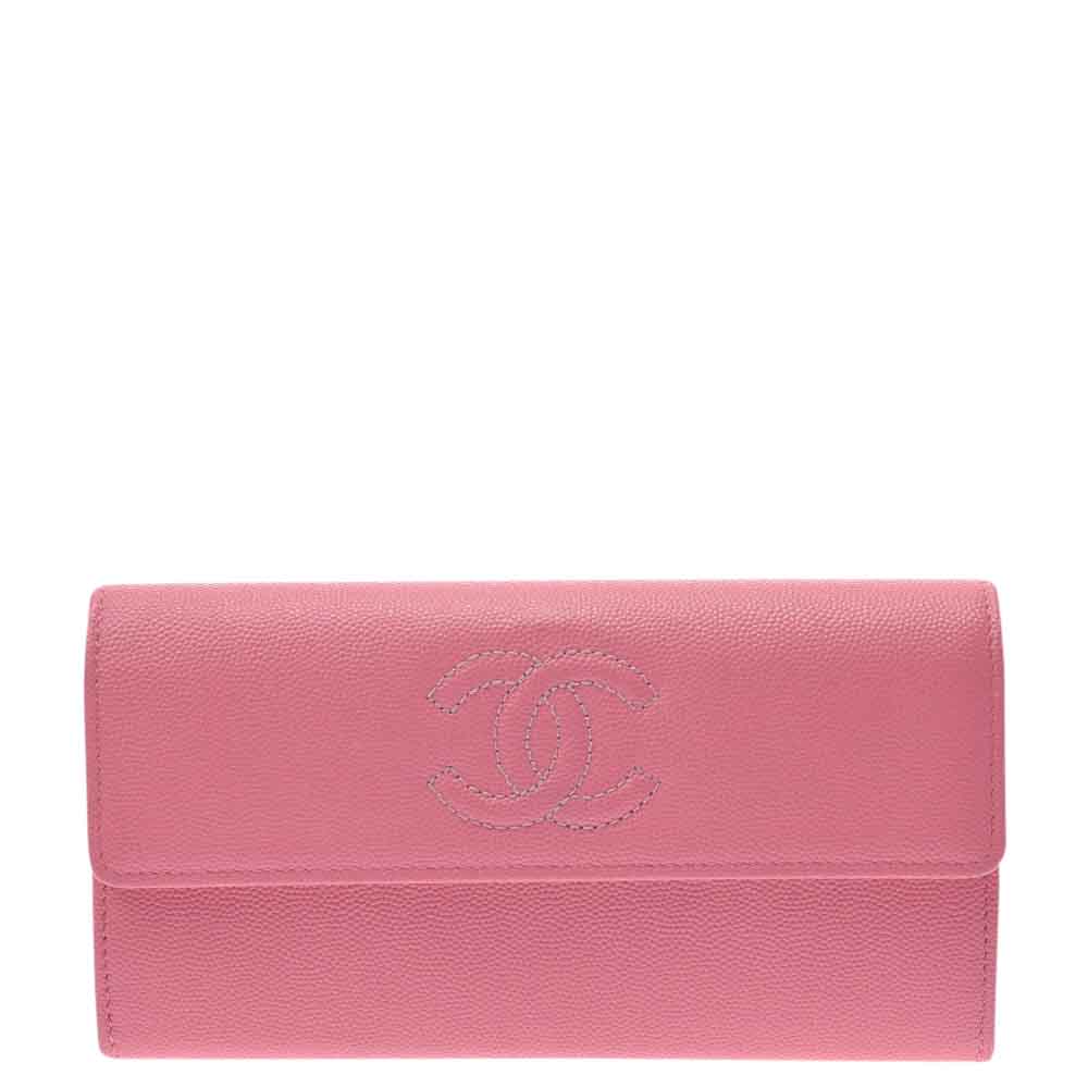 Chanel Pink Caviar Leather CC Timeless Wallet