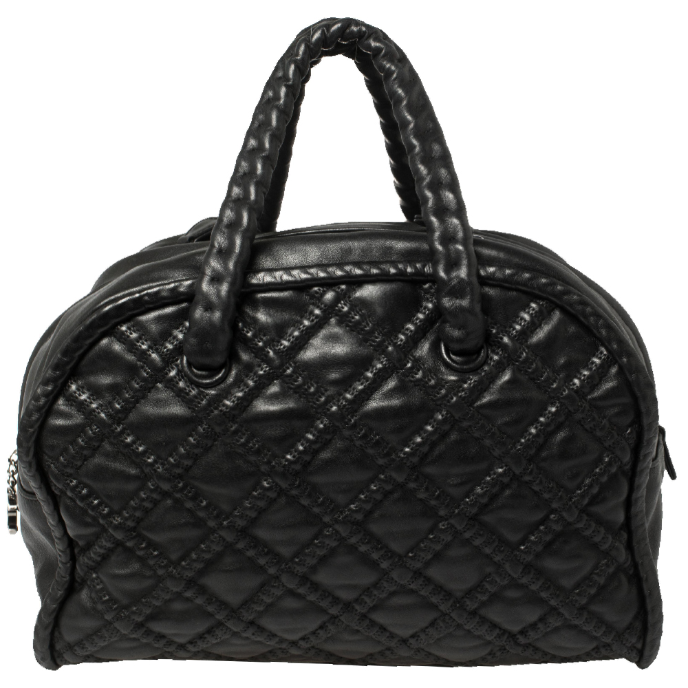 Chanel Black Quilted Soft Leather Hidden Chain Bowler Bag