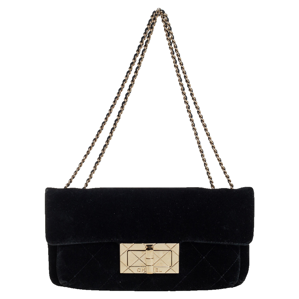 Chanel Black Velvet Giant Reissue Flap Shoulder Bag
