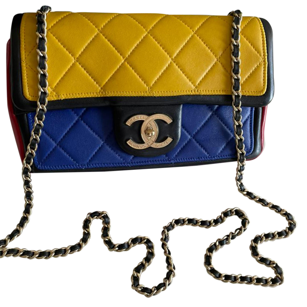 Chanel Multicolor Leather Graphic Medium Flap Bag