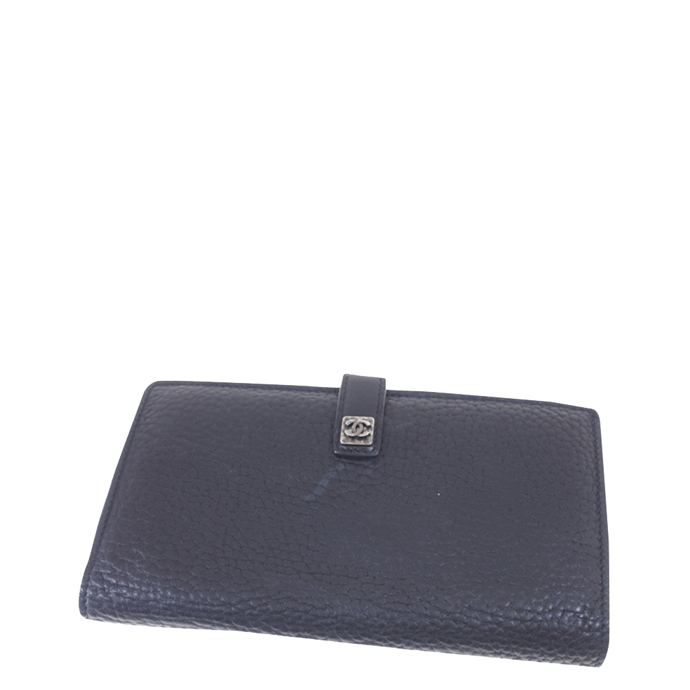 Chanel Black Leather Long Bifold Wallet