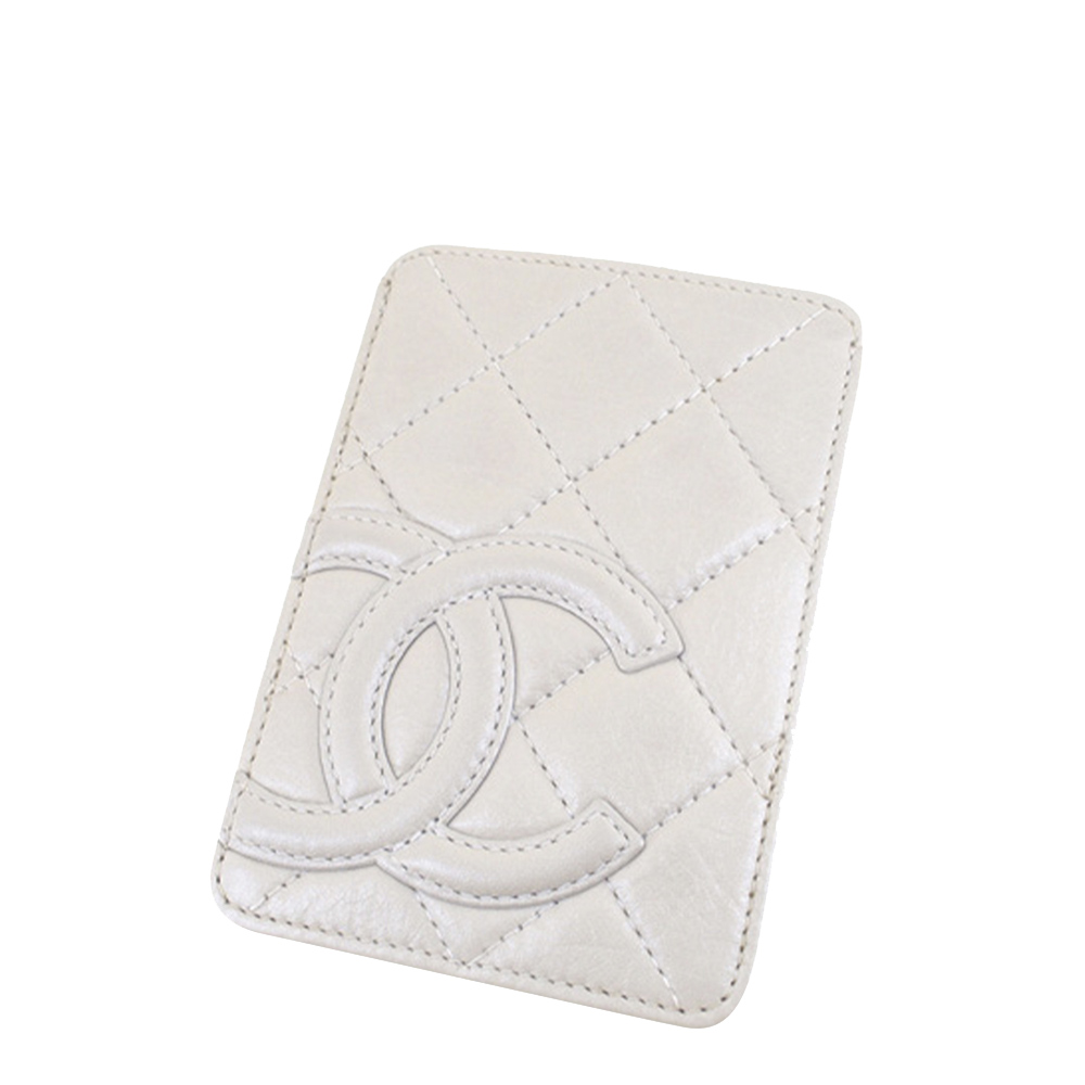 Chanel White Leather Cambon Ligne Card Holder