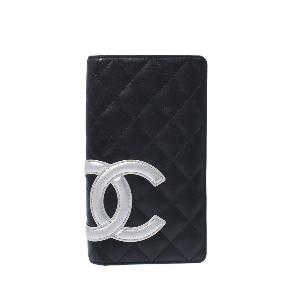 Chanel Black/White Quilted Cambon Ligne L Yen Wallet