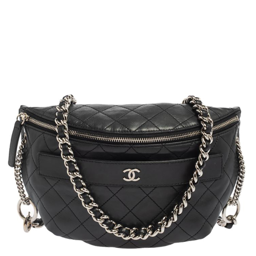 Chanel Black Quilted Leather Halfmoon Bag