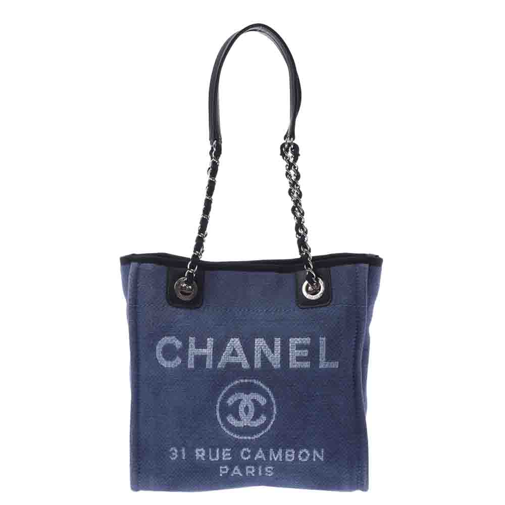 Chanel Blue Canvas Deauville Tote PM Bag