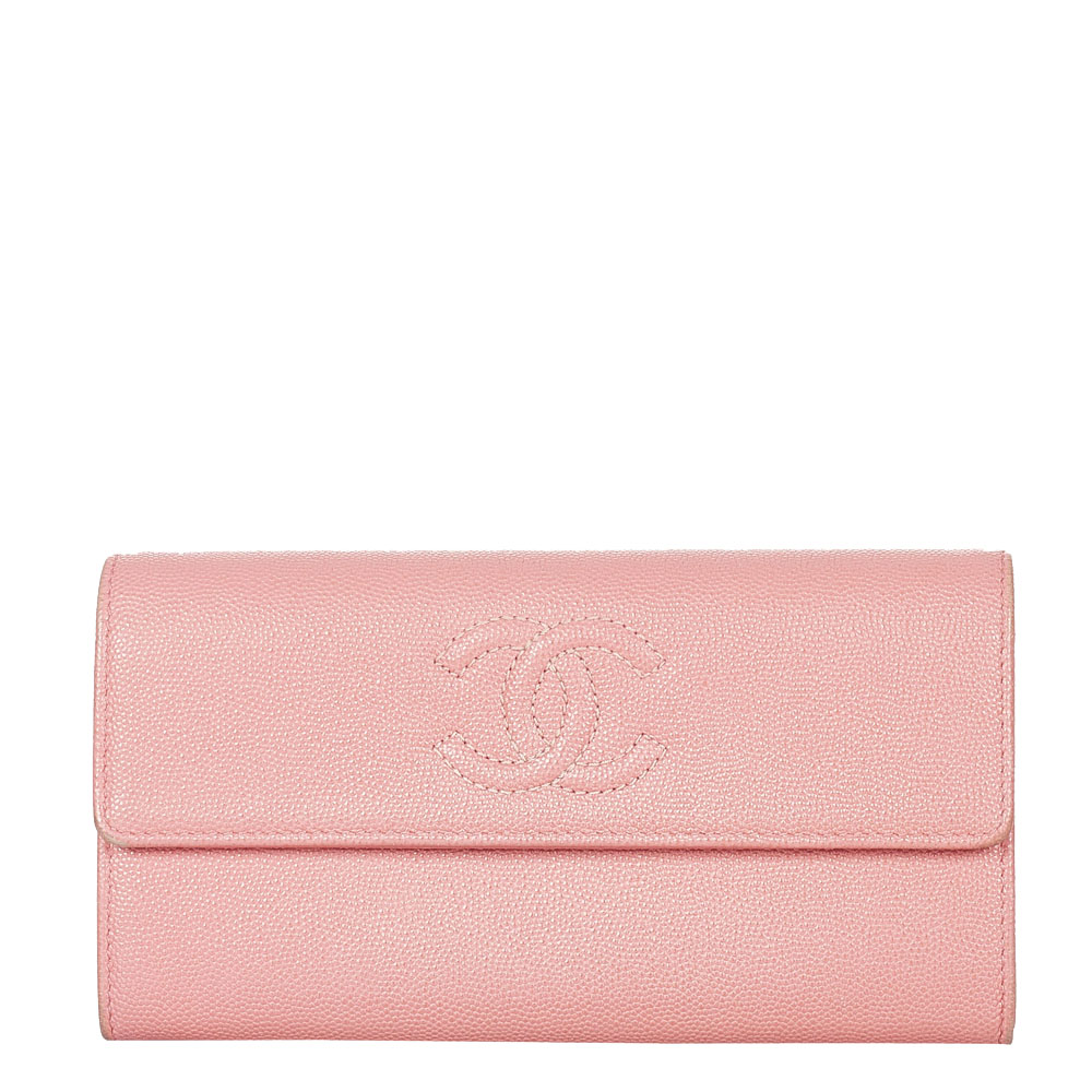 Chanel Pink Leather Continental Wallet