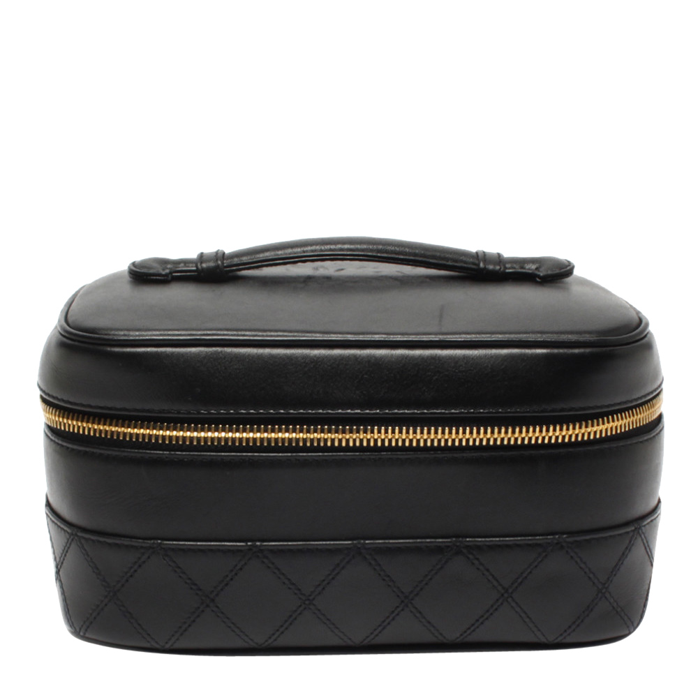 Chanel Black Leather Vanity Bag