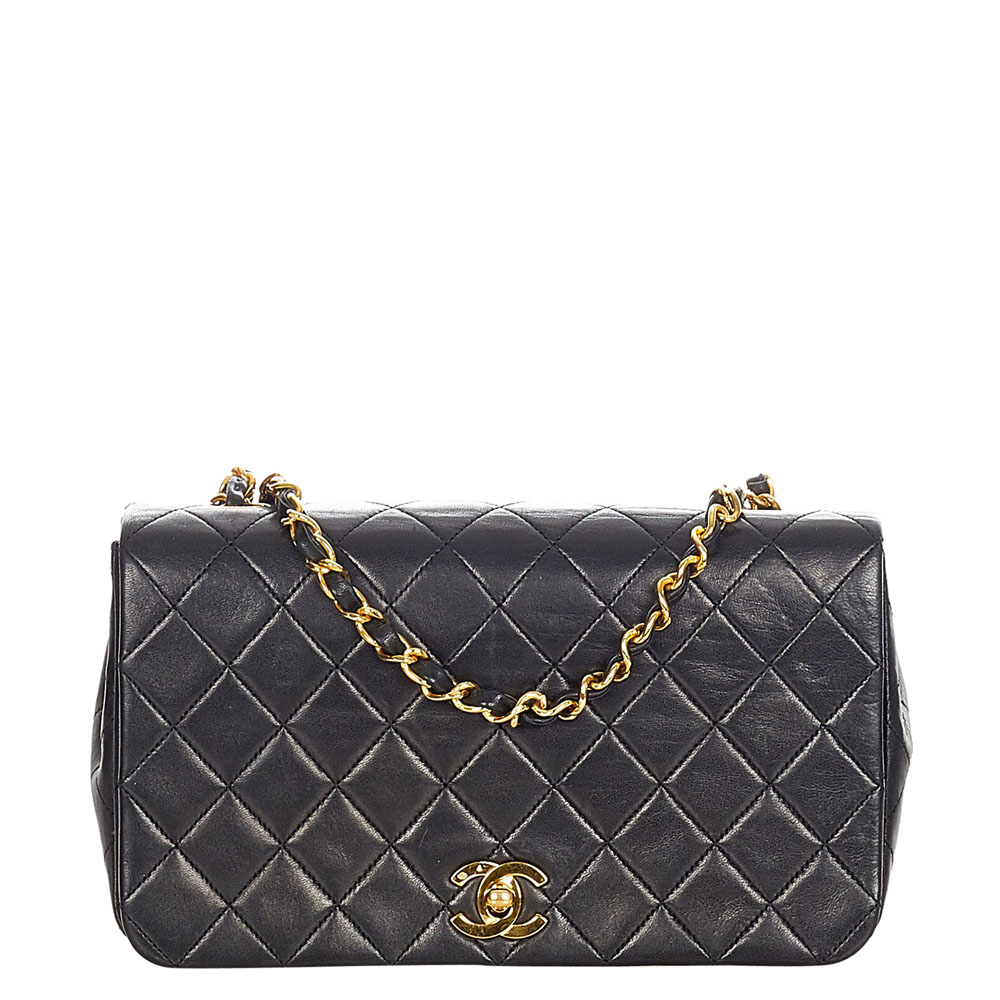 Chanel Black Lambskin Leather CC Timeless Flap Bag