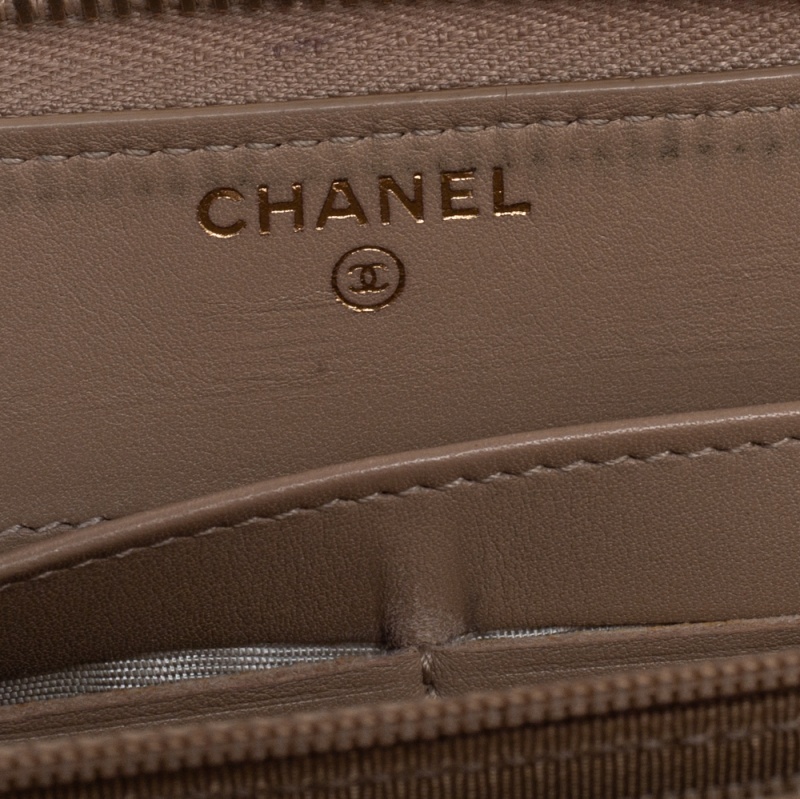 Chanel Beige Python Zip Around Wallet