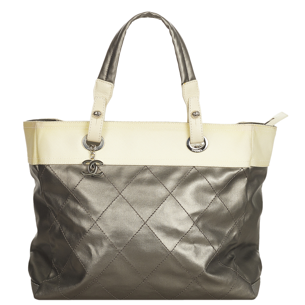 Chanel Grey Calf Leather Paris Biarritz Tote Bag