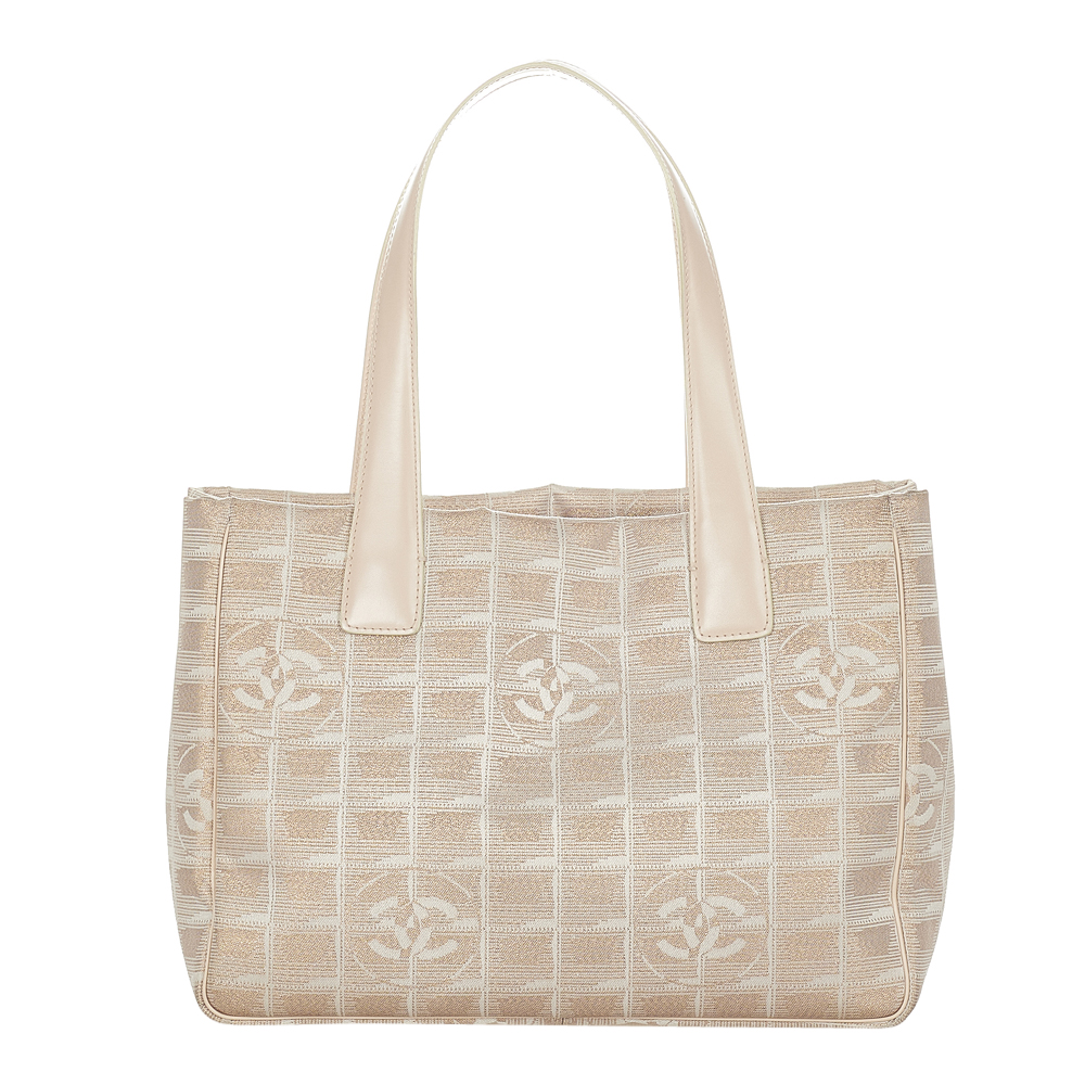 Chanel Brown/Beige Nylon Fabric Travel Line Tote Bag